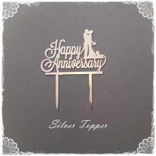 Happy Anniversary Acrylic Topper - Silver