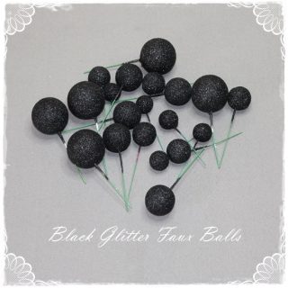 Faux Balls- Black Glitter - 20